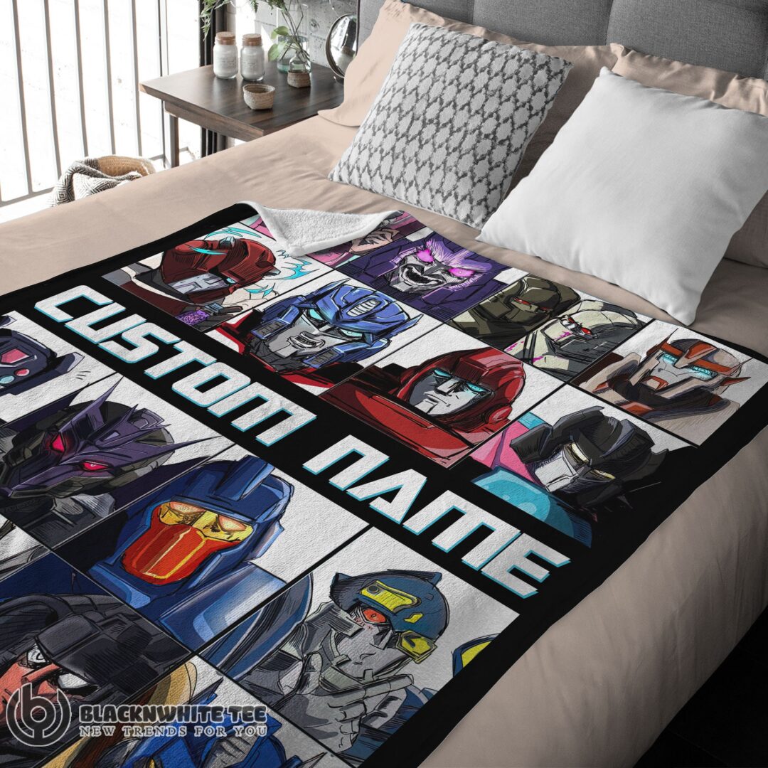Cartoon Transformers Characters Blanket Fleece Customized Premium Blanket