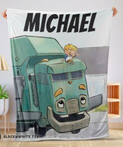 Cartoon Trash Truck Cute Blanket Fleece Customized Premium Blanket