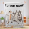 Premium Cute Cat Friends Laying Doodle Blanket Fleece Customized Blanket