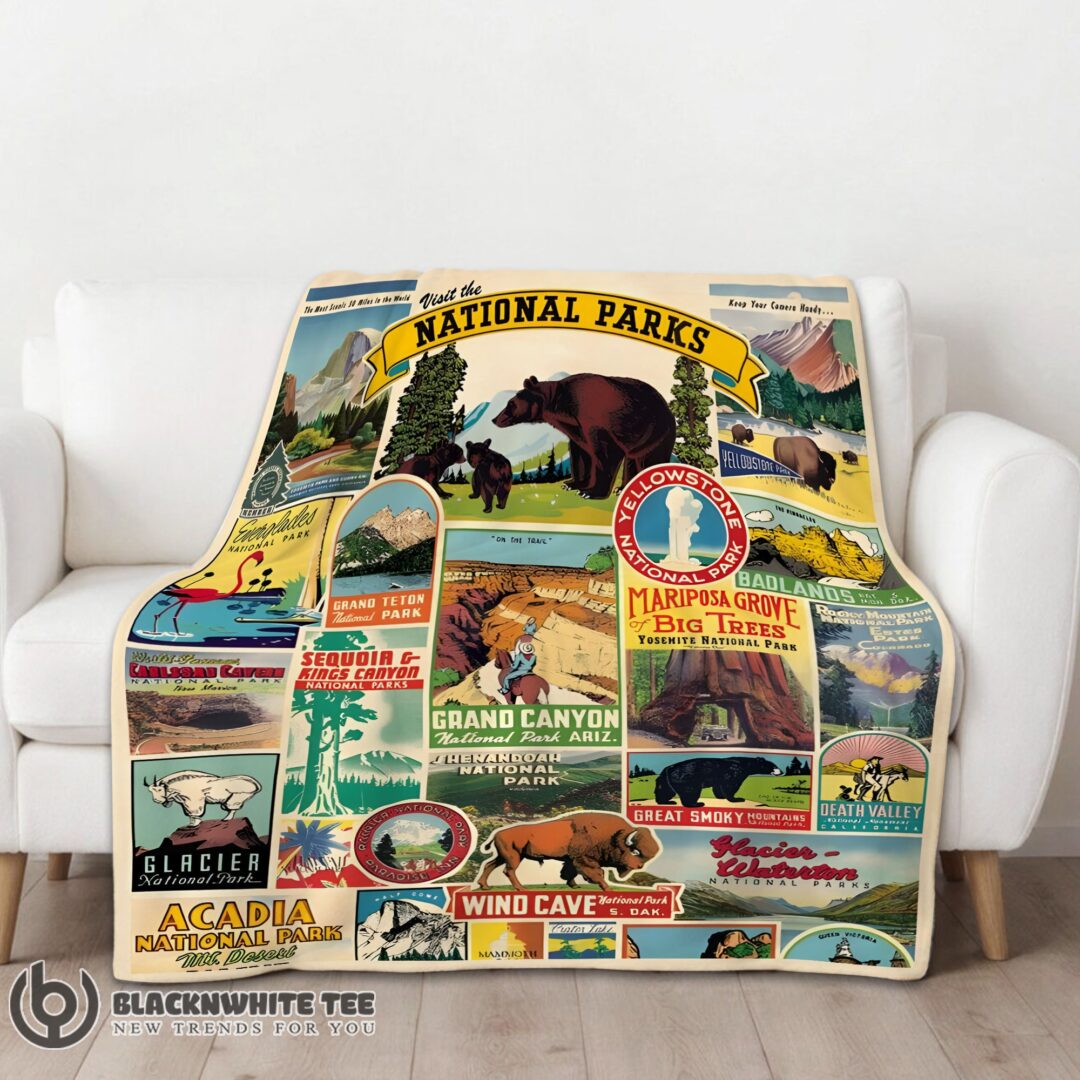 Cavallini Visit The National Parks Blanket Fleece Customized Premium Blanket