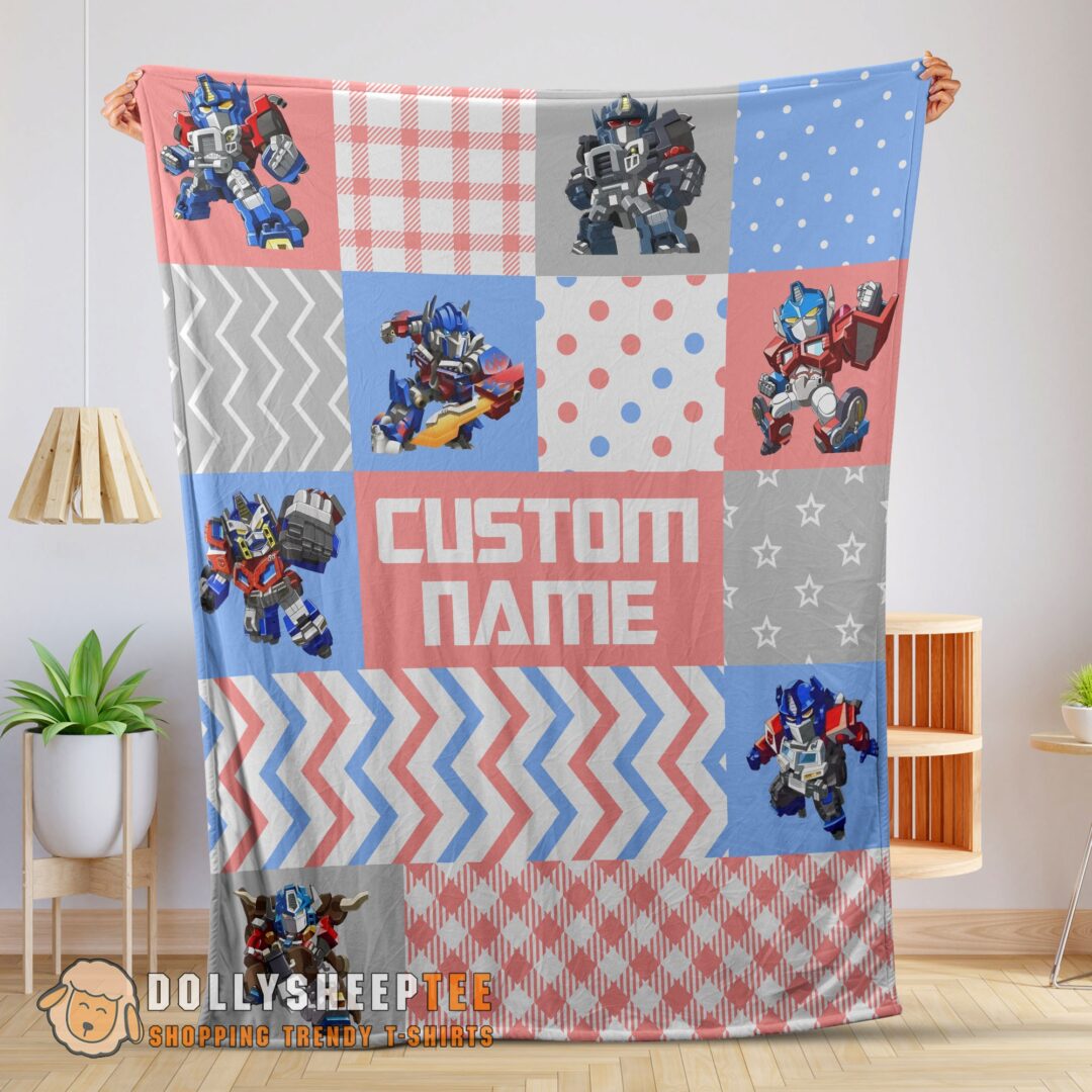 Chibi Optimus Prime Transformers Pattern Blanket Fleece Customized Blanket