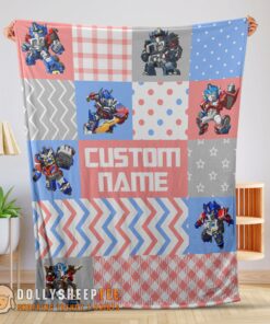 Top Cute Chibi Optimus Prime Transformers Pattern Blanket Fleece Customized Blanket
