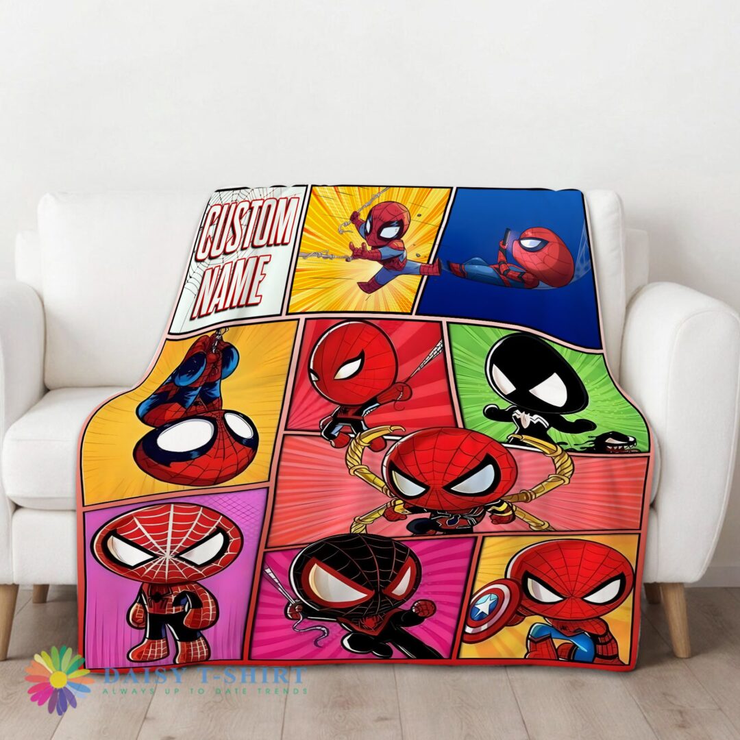 Chibi Spider Man Characters Collage Blanket Fleece Customized Blanket
