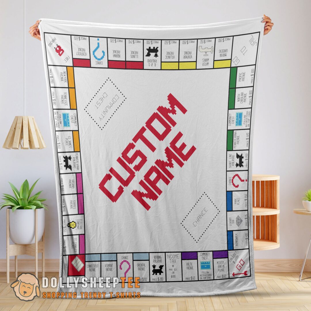 Original Hot Classic Monopoly Board Game Fleece Customized Blanket