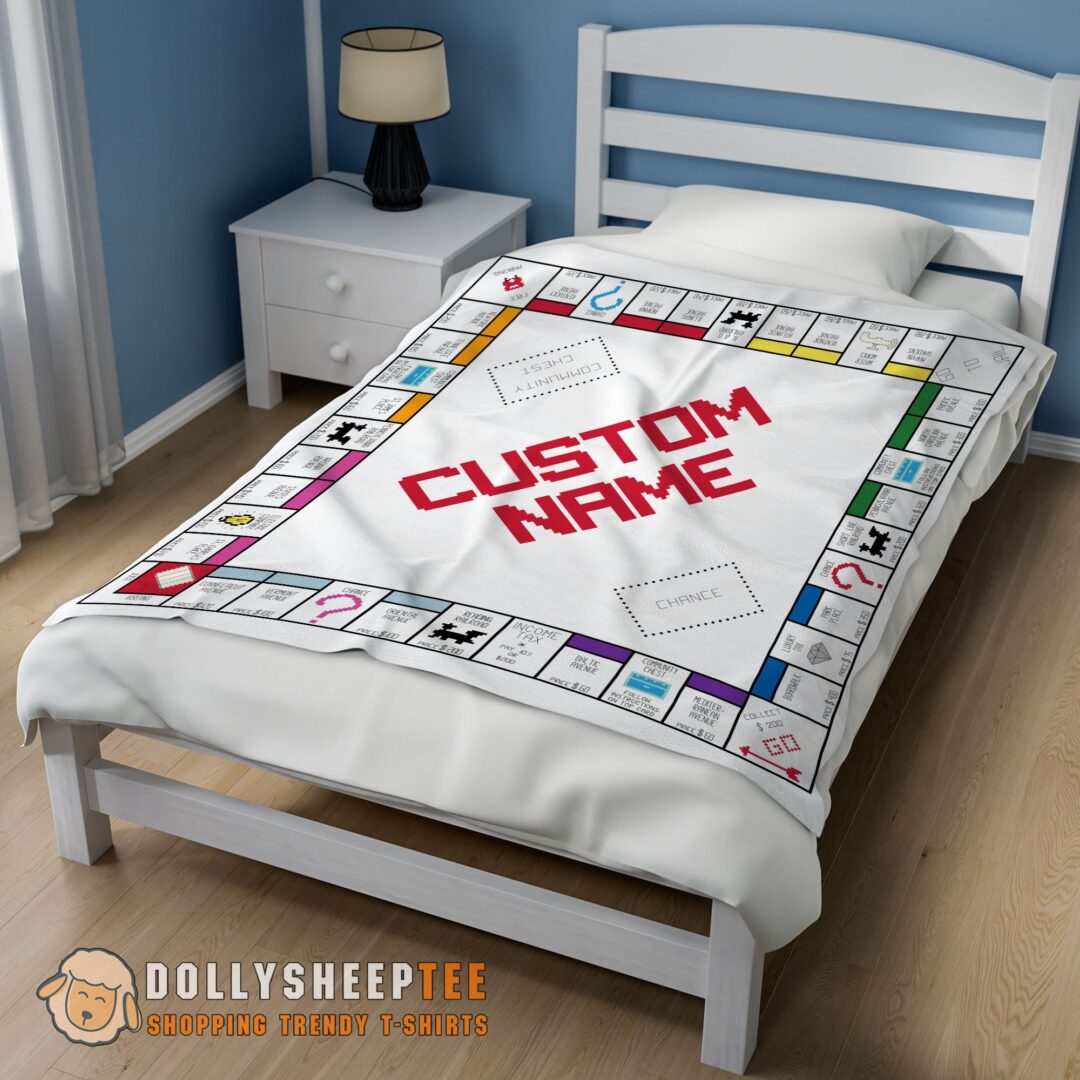 Original Hot Classic Monopoly Board Game Fleece Customized Blanket