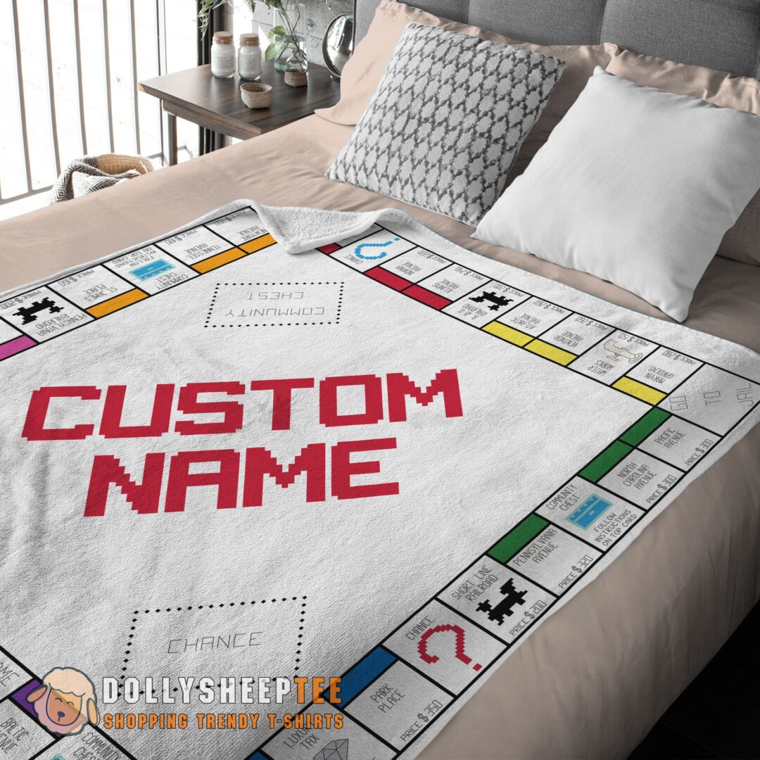 Original Hot Classic Monopoly Board Game Fleece Customized Blanket