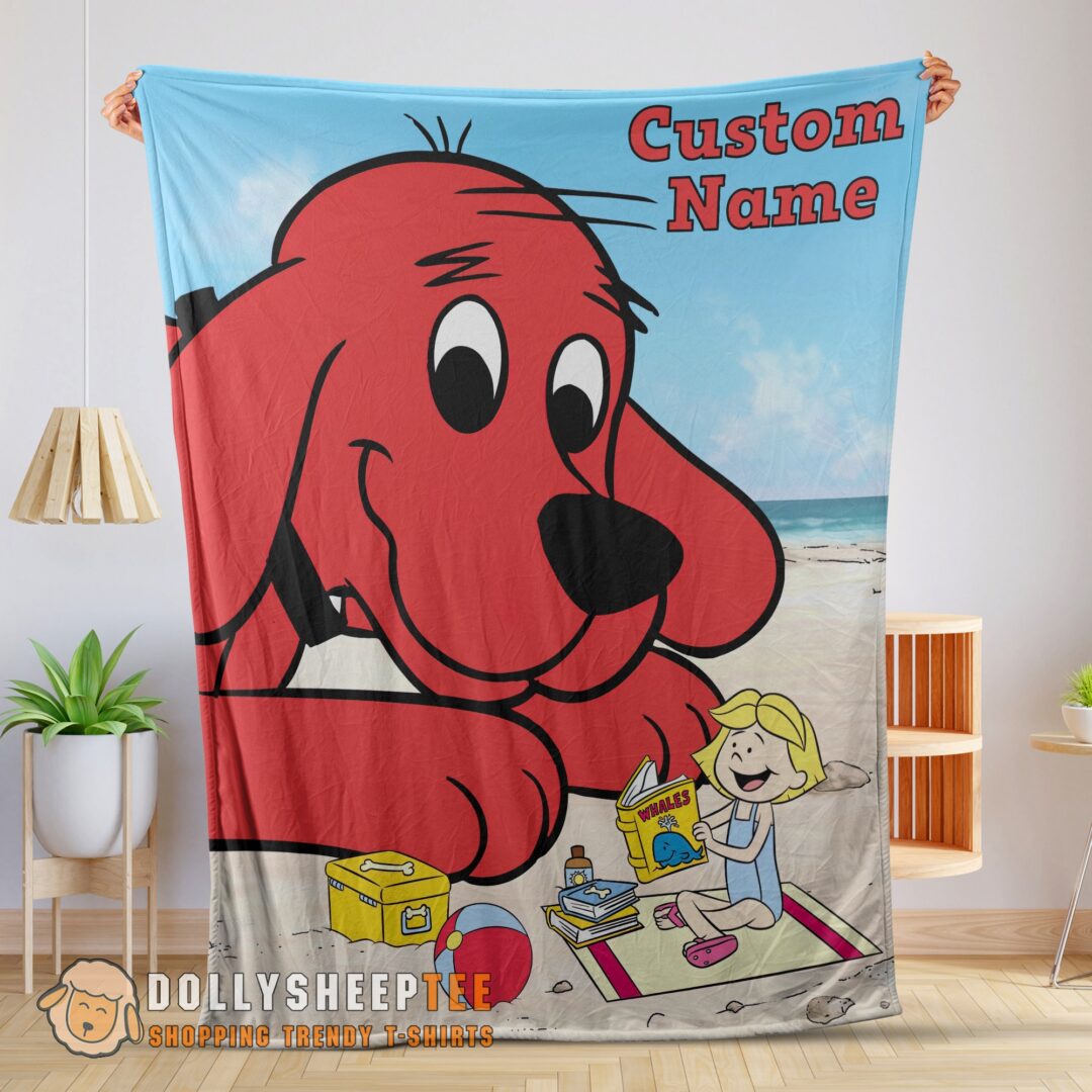 Clifford's Puppy Days Emily Elizabeth Beach Blanket Fleece Customized Blanket