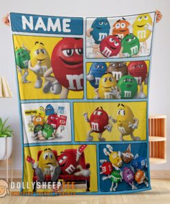 Awesome Colorful Candy M&M’s Character Collage Blanket Fleece Customized Blanket