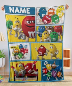 Official Good Colorful Candy M&M’s Character Collage Blanket Fleece Customized Blanket