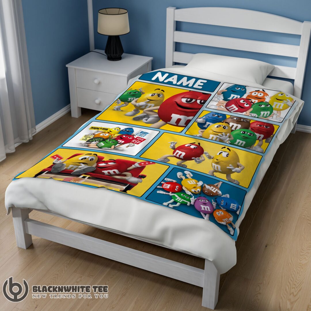 Colorful Candy M&M’s Character Collage Blanket Fleece Customized Blanket