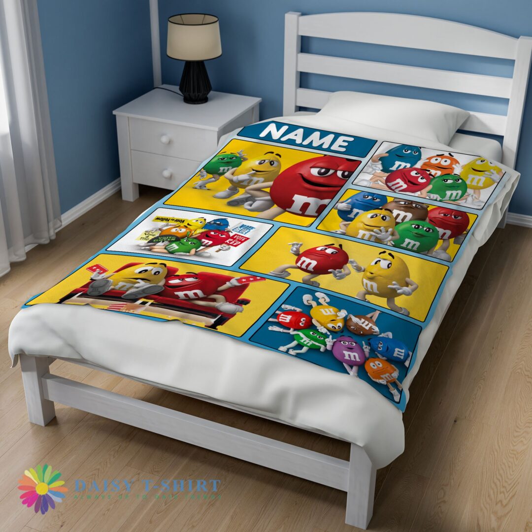 Colorful Candy M&M's Character Collage Blanket Fleece Customized Blanket