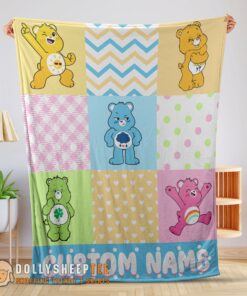 Hot Original Colorful Care Bears Patchwork Blanket Fleece Customized Blanket