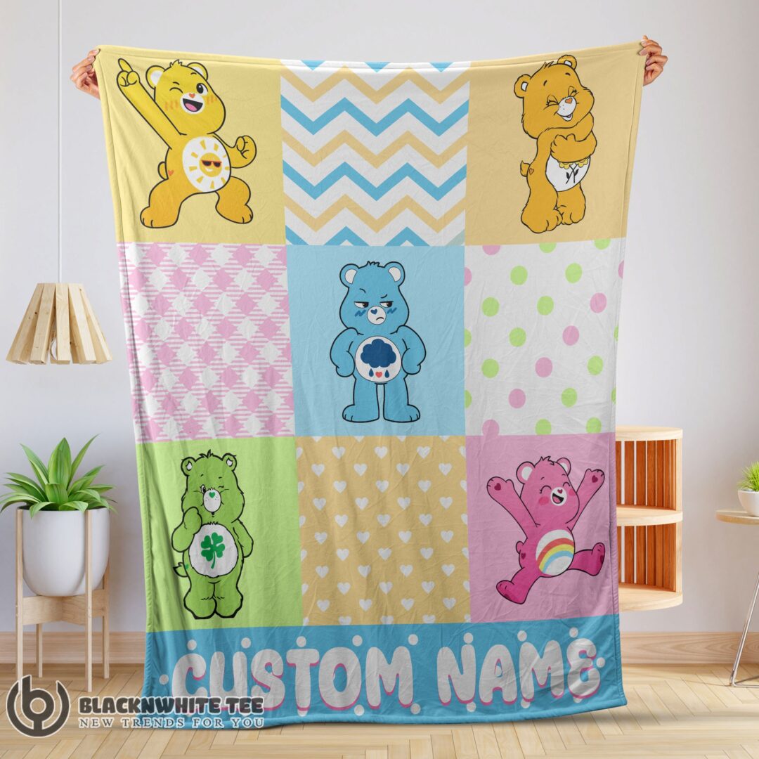 Colorful Care Bears Patchwork Blanket Fleece Customized Blanket