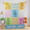 Official Cute Colorful Care Bears Patchwork Blanket Fleece Customized Blanket