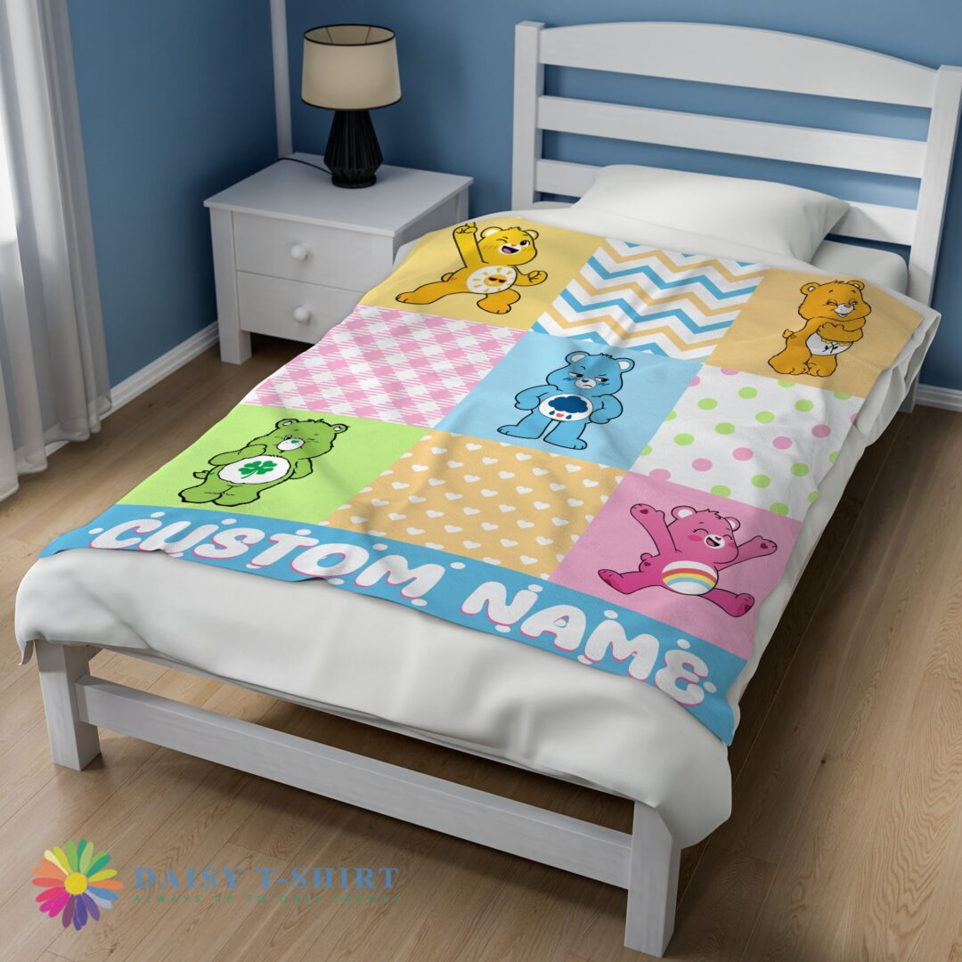 Colorful Care Bears Patchwork Blanket Fleece Customized Blanket