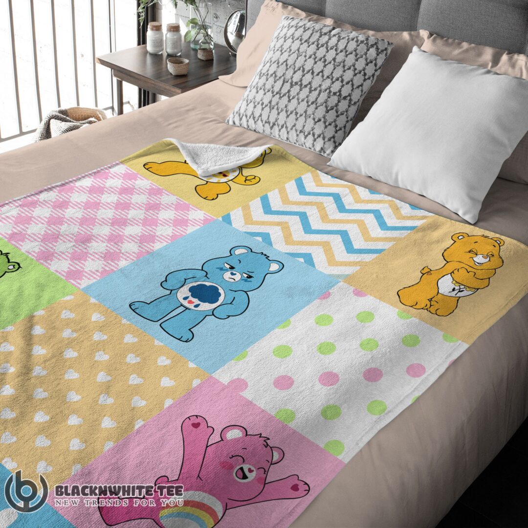 Colorful Care Bears Patchwork Blanket Fleece Customized Blanket