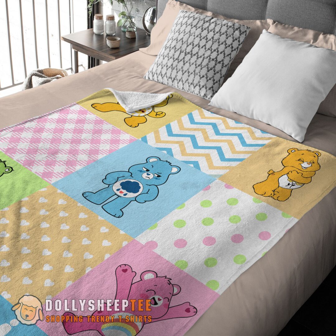 Colorful Care Bears Patchwork Blanket Fleece Customized Blanket