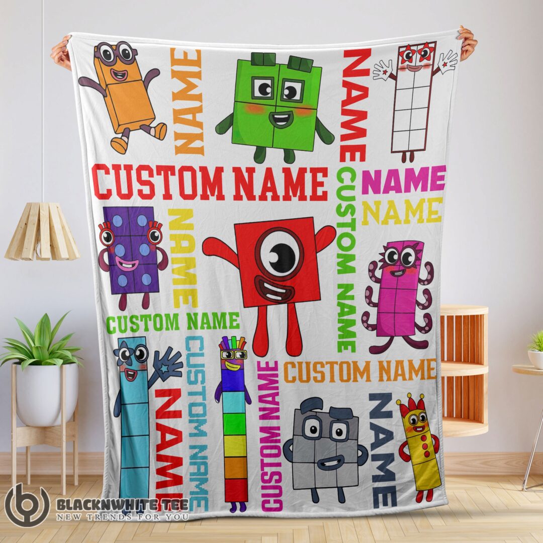 Colorful Number Blocks Blanket Fleece Customized Blanket