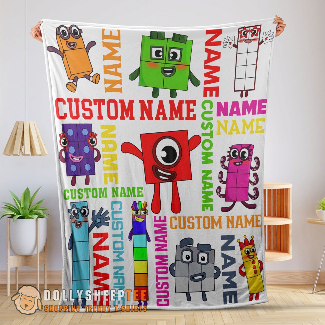 Colorful Number Blocks Blanket Fleece Customized Blanket