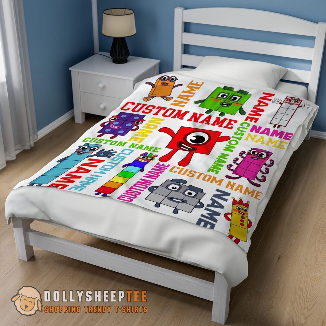 Colorful Number Blocks Blanket Fleece Customized Blanket