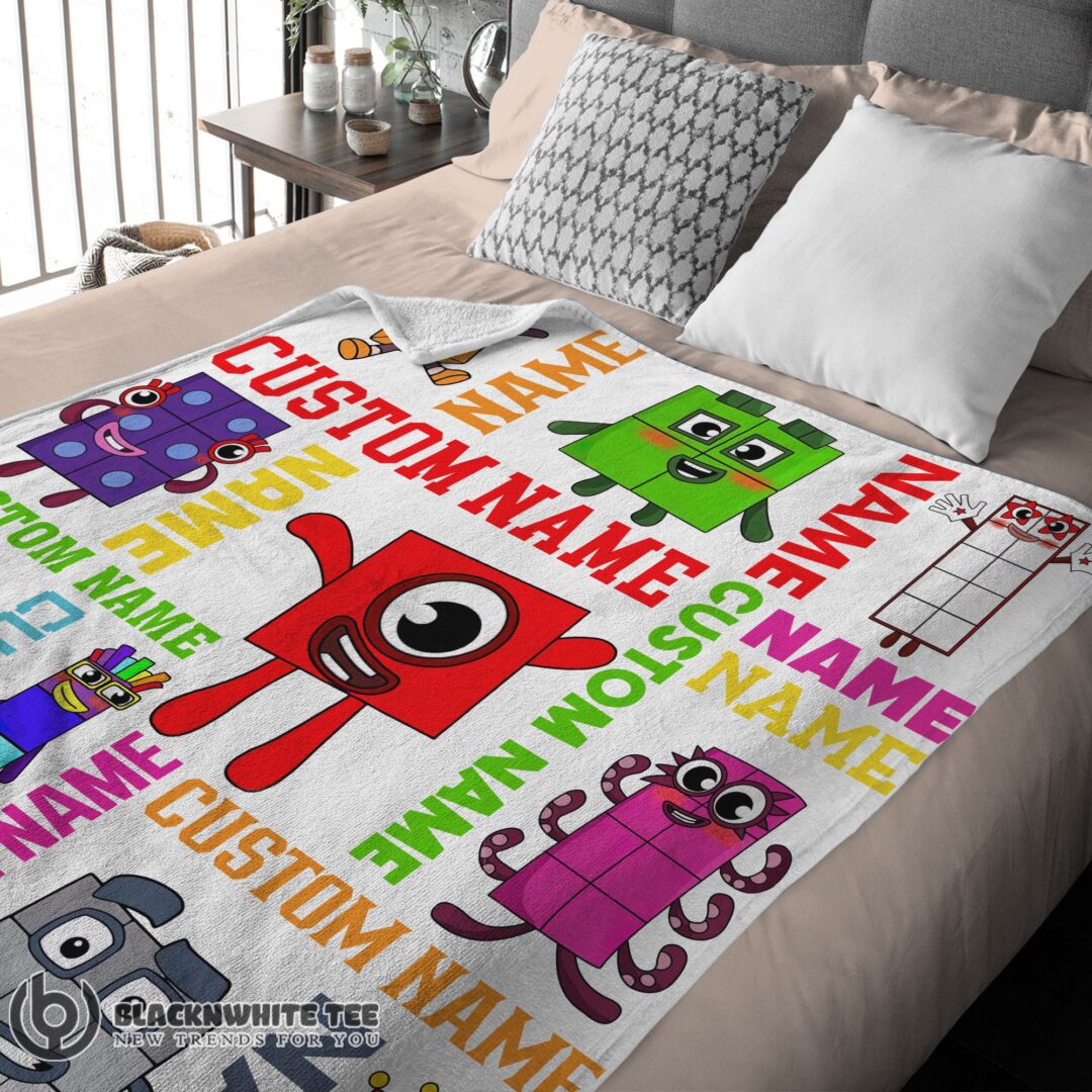 Colorful Number Blocks Blanket Fleece Customized Blanket
