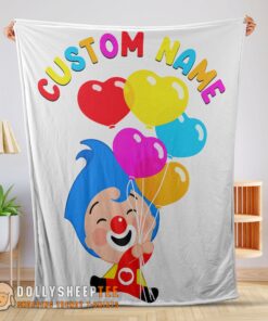 Awesome Colorful Plim Plim Cheerful Clown Balloons Blanket Fleece Customized Blanket