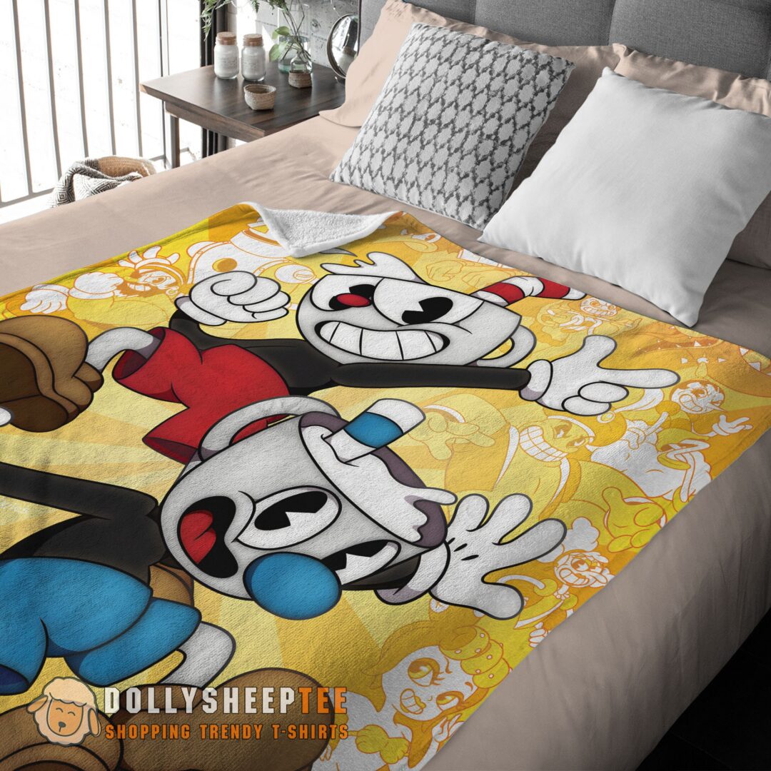 Cuphead And Mugman Crazy Cup Blanket Fleece Customized Blanket