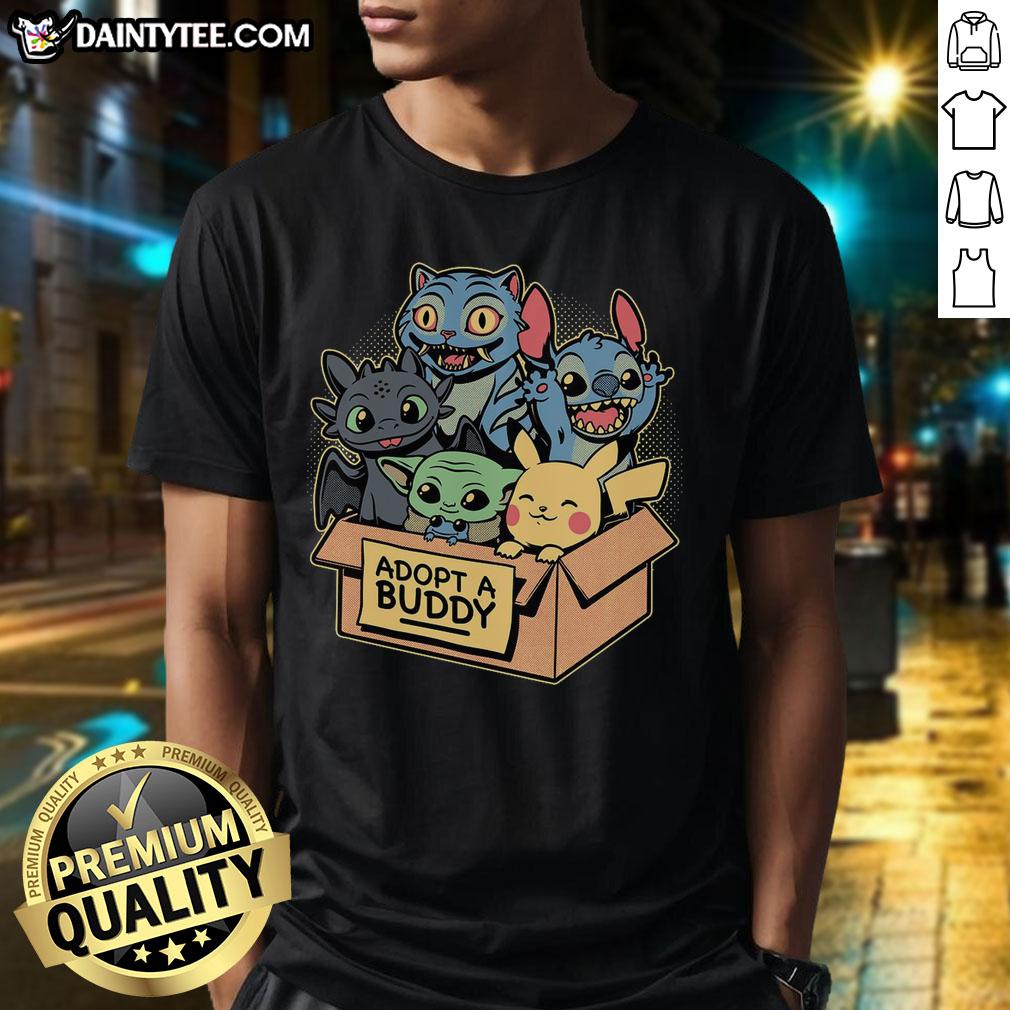 cute-adopt-a-buddy-animal-game-movie-t-shirt Alt Text: Cute Adopt A Buddy Animal Game Movie T-Shirt featuring playful graphics of adorable animals ready for adoption.