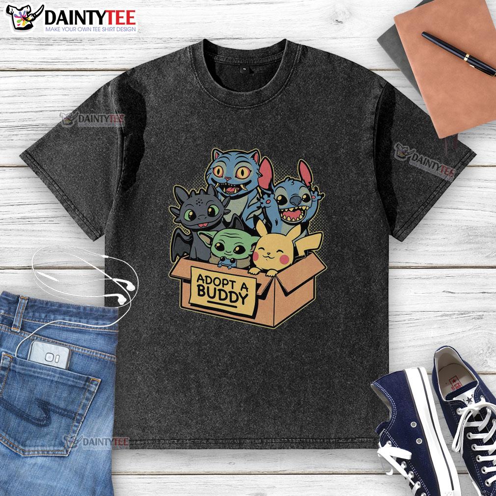 cute-adopt-a-buddy-animal-game-movie-washed-t-shirt Alt Text: Cute Adopt A Buddy Animal Game movie-themed washed t-shirt featuring colorful graphics and playful design.