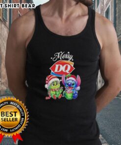 Alt Text: Cute baby Grinch and Stitch X Dairy Queen Merry Christmas tank top design for festive holiday celebrations.