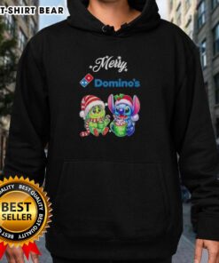 Cute Baby Grinch and Stitch X Dominos Merry Christmas Hoodie for festive holiday style and comfort.