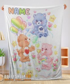Officical Hot Cute Care Bears Friends Blanket Fleece Customized Blanket