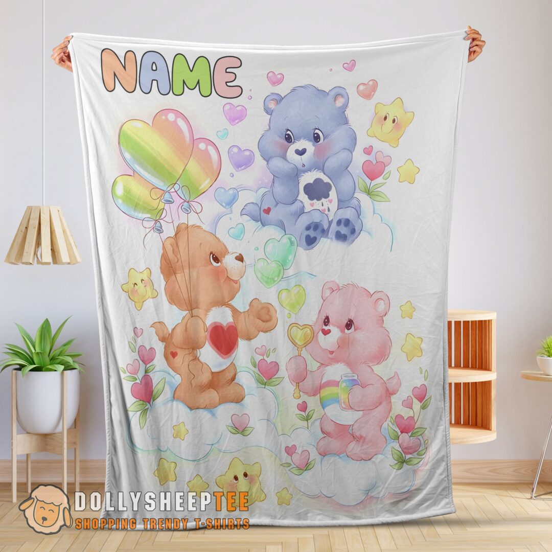 Cute Care Bears Friends Blanket Fleece Customized Blanket