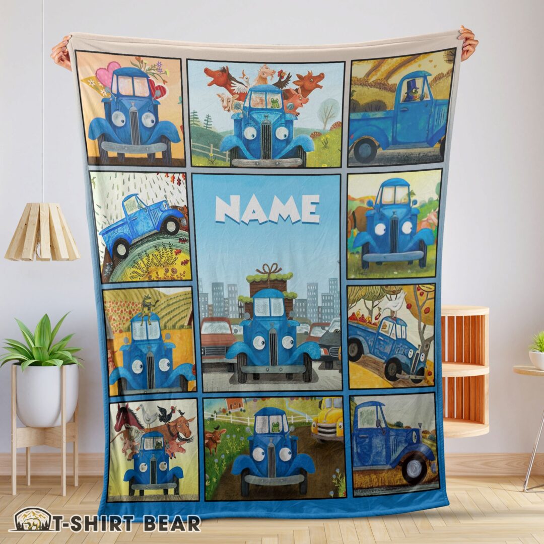 Cute Cartoon Little Blue Truck Cute Blanket Fleece Customized Blanket