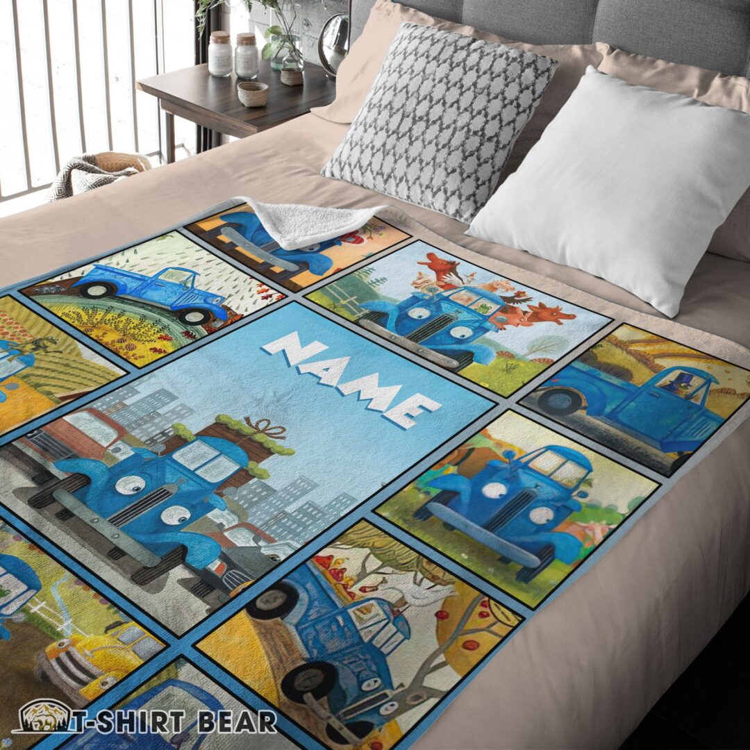 Cute Cartoon Little Blue Truck Cute Blanket Fleece Customized Blanket