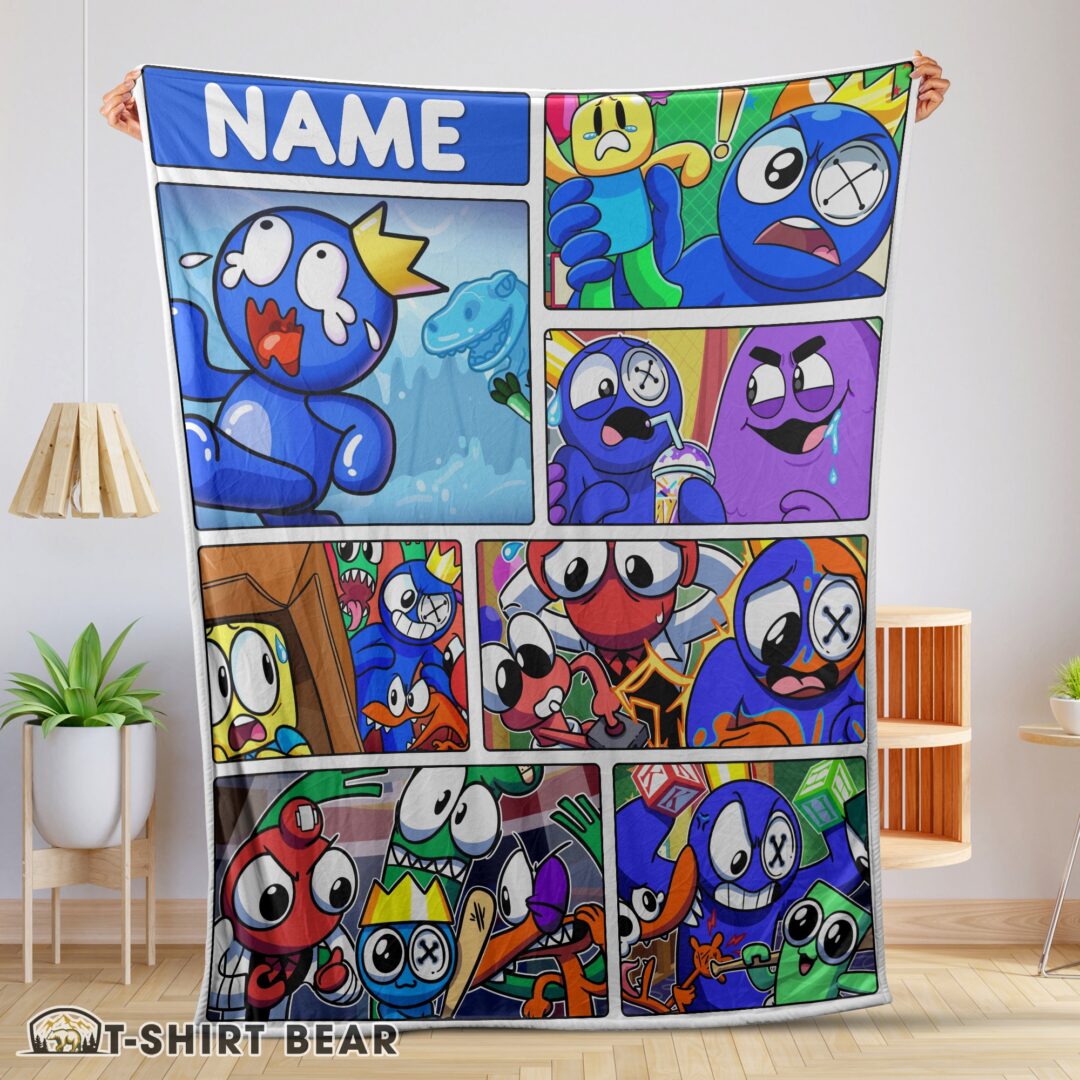 Cute Cartoon Rainbow Friends Roblox Blanket Fleece Customized Blanket