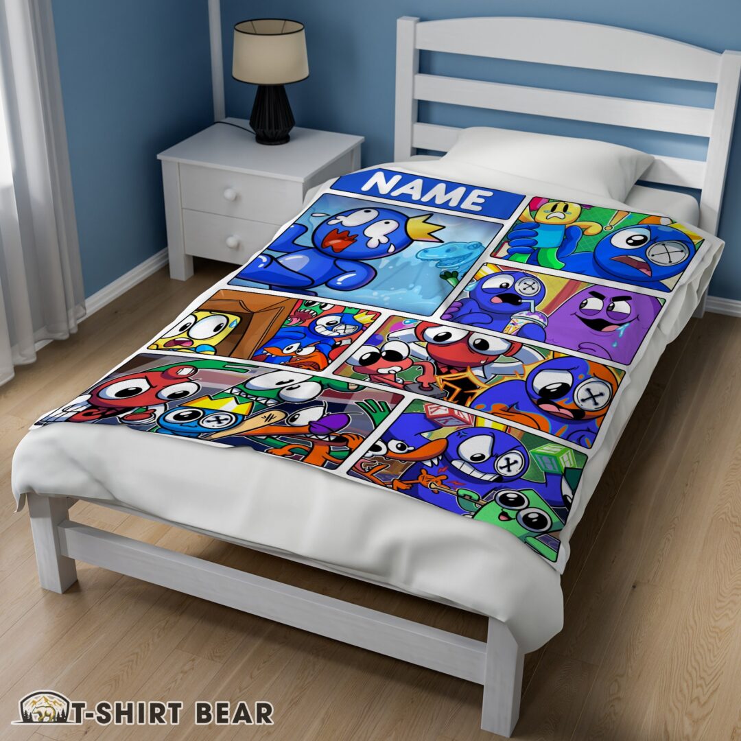 Cute Cartoon Rainbow Friends Roblox Blanket Fleece Customized Blanket