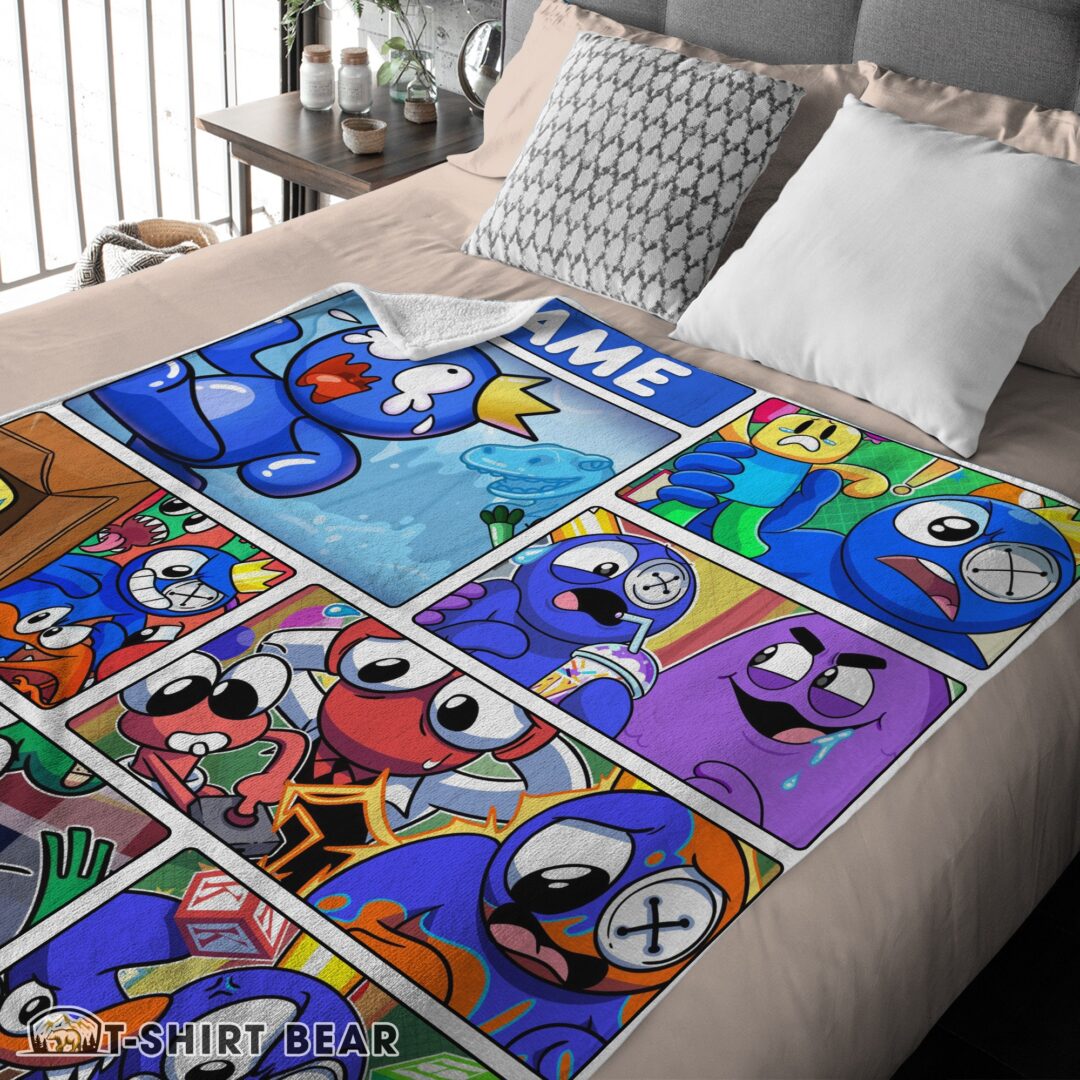 Cute Cartoon Rainbow Friends Roblox Blanket Fleece Customized Blanket