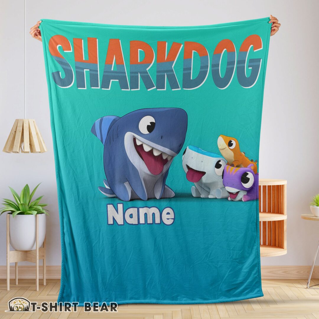 Cute Cartoon Sharkdog Fintastic Halloween Blanket Fleece Customized Blanket