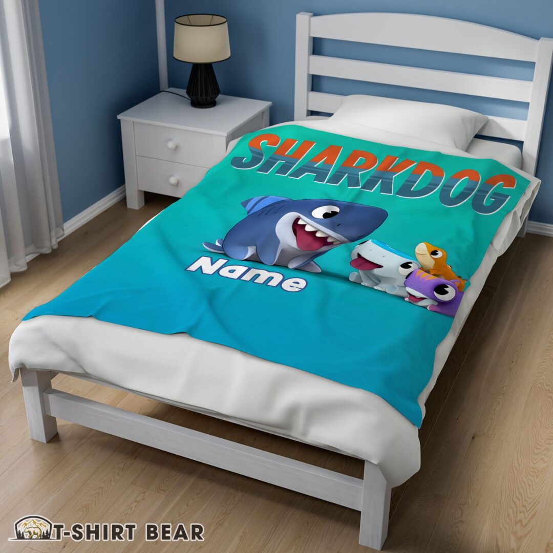 Cute Cartoon Sharkdog Fintastic Halloween Blanket Fleece Customized Blanket