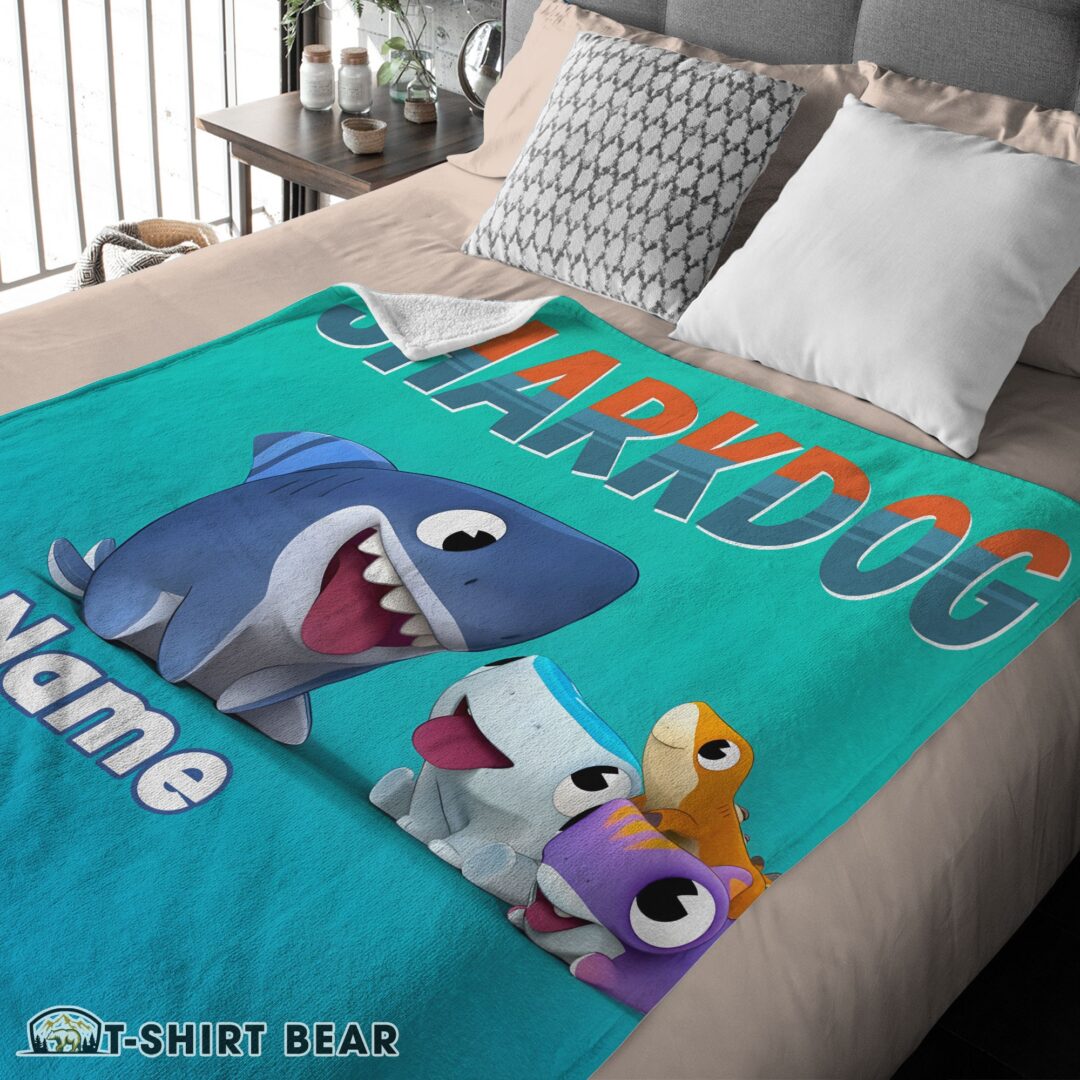 Cute Cartoon Sharkdog Fintastic Halloween Blanket Fleece Customized Blanket