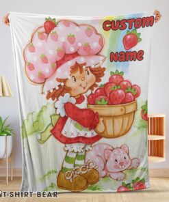 Cute Cartoon Strawberry Shortcake Blanket Customize Blanket
