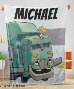 Cute Cartoon Trash Truck Cute Blanket Fleece Customized Blanket