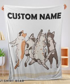 Cute Cat Friends Laying Doodle Blanket Fleece Customized Blanket