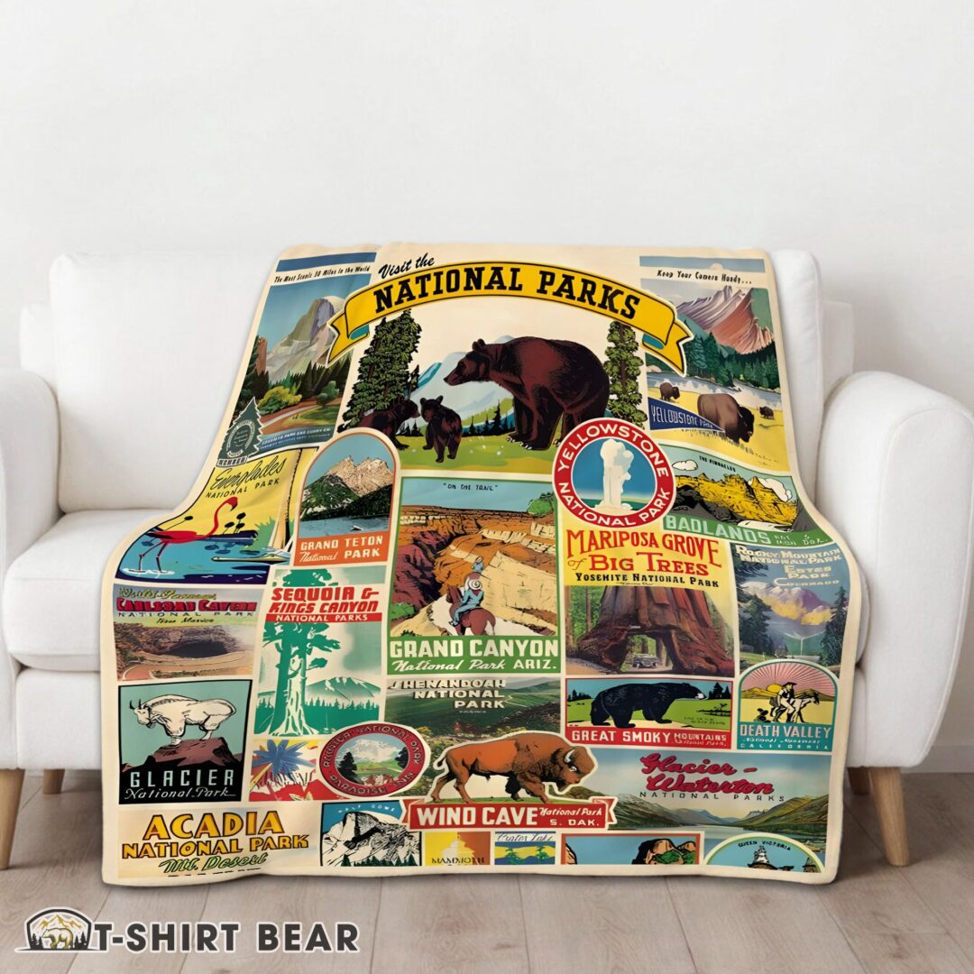 Cute Cavallini Visit The National Parks Blanket Fleece Customized Blanket