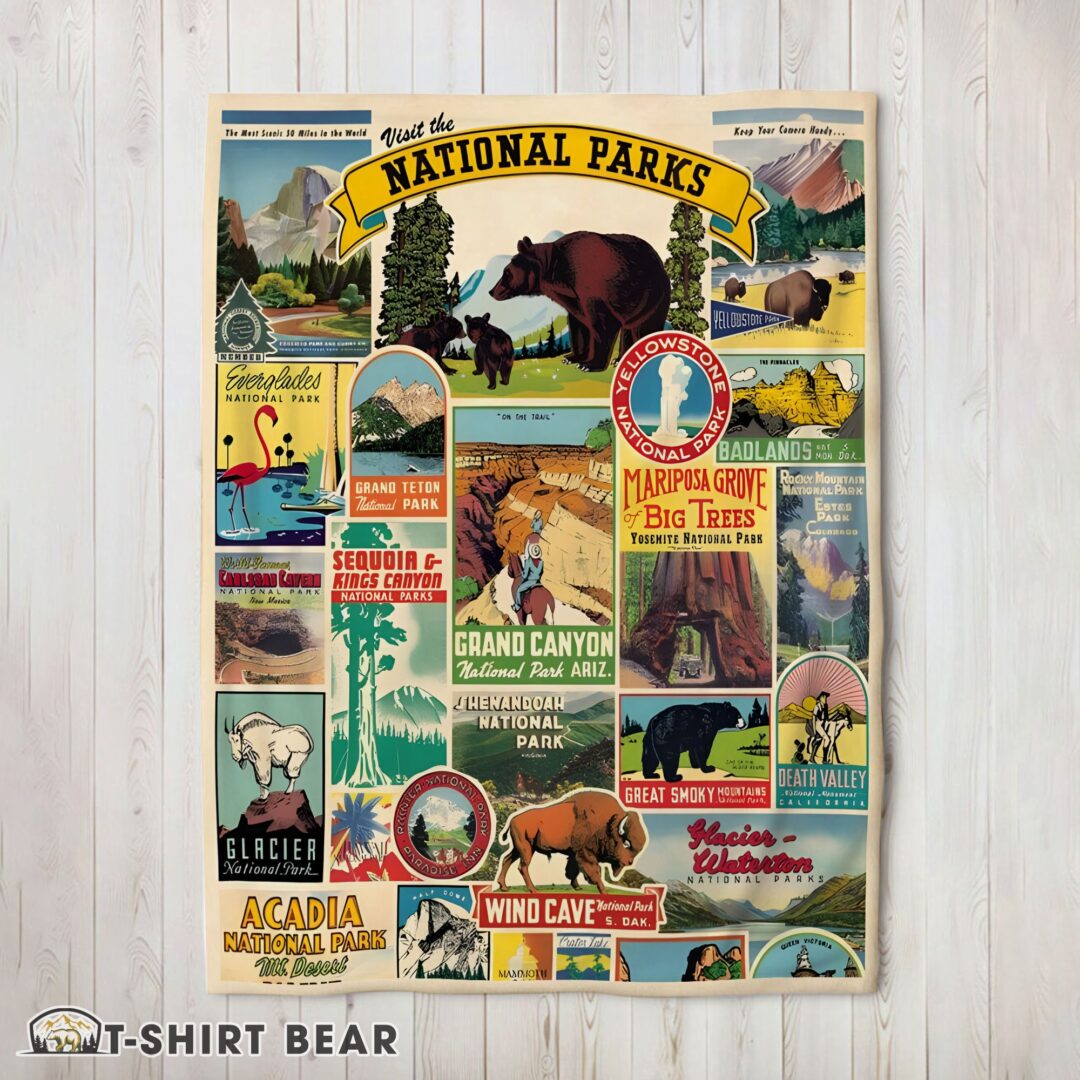 Cute Cavallini Visit The National Parks Blanket Fleece Customized Blanket