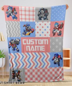 Cute Chibi Optimus Prime Transformers Pattern Blanket Fleece Customized Blanket