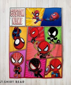 Cute Chibi Spider Man Characters Collage Blanket Fleece Customized Blanket