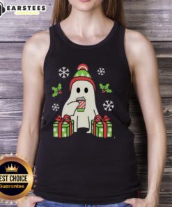 Cute Christmas ghost tank top featuring a playful ghost design, perfect for holiday festivities and casual wear.