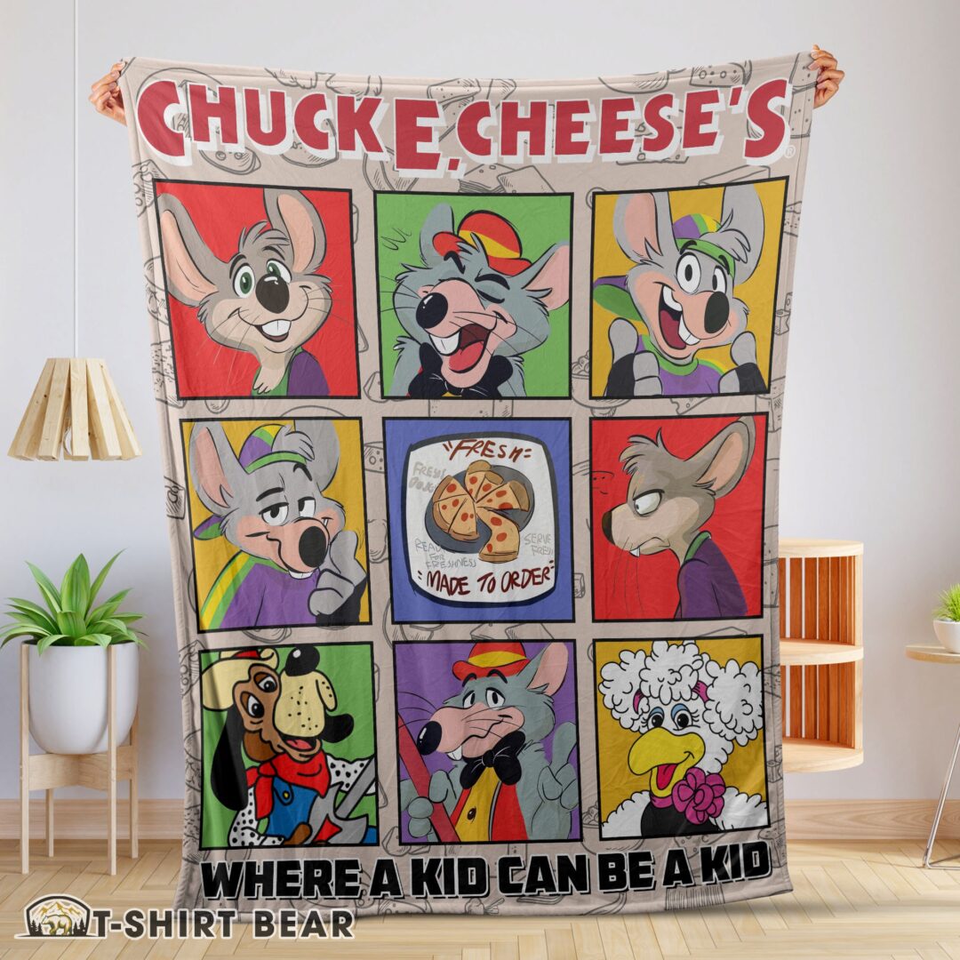 Cute Chuck E. Cheese's Where A Kid Can Be A Kid Blanket Fleece